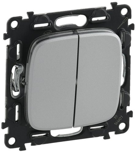 Выключатель без рамки Legrand Valena Allure 2-кл. алюминий фото Выключатель без рамки Legrand Valena Allure 2-кл. алюминий картинка